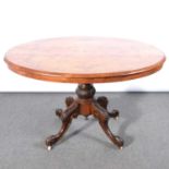 Victorian figured walnut loo table