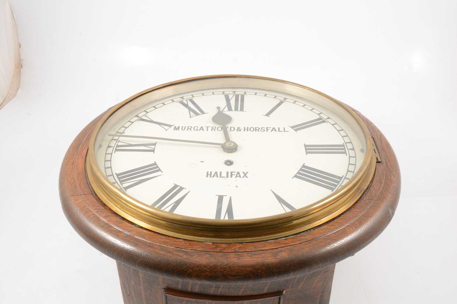 Oak dial clock, signed Murgatroyd & Horsfall, Halifax - Image 7 of 9