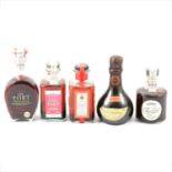 Assorted port sample bottle gift sets and miniatures of global spirits, liqueurs, and beers