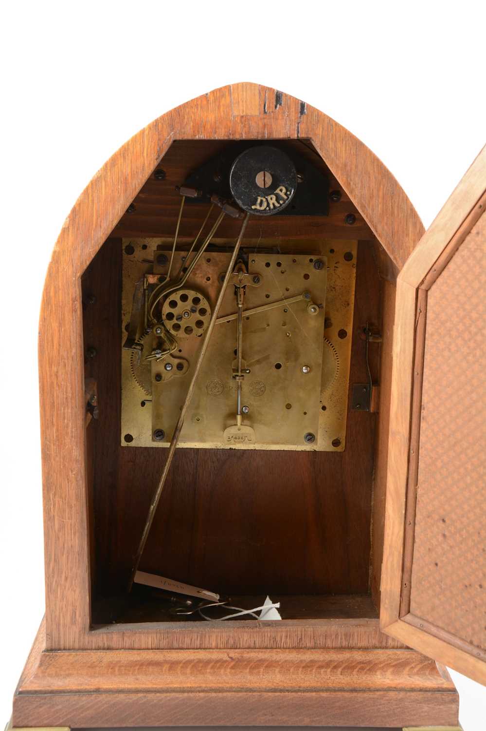 Victorian oak bracket clock, - Image 4 of 6