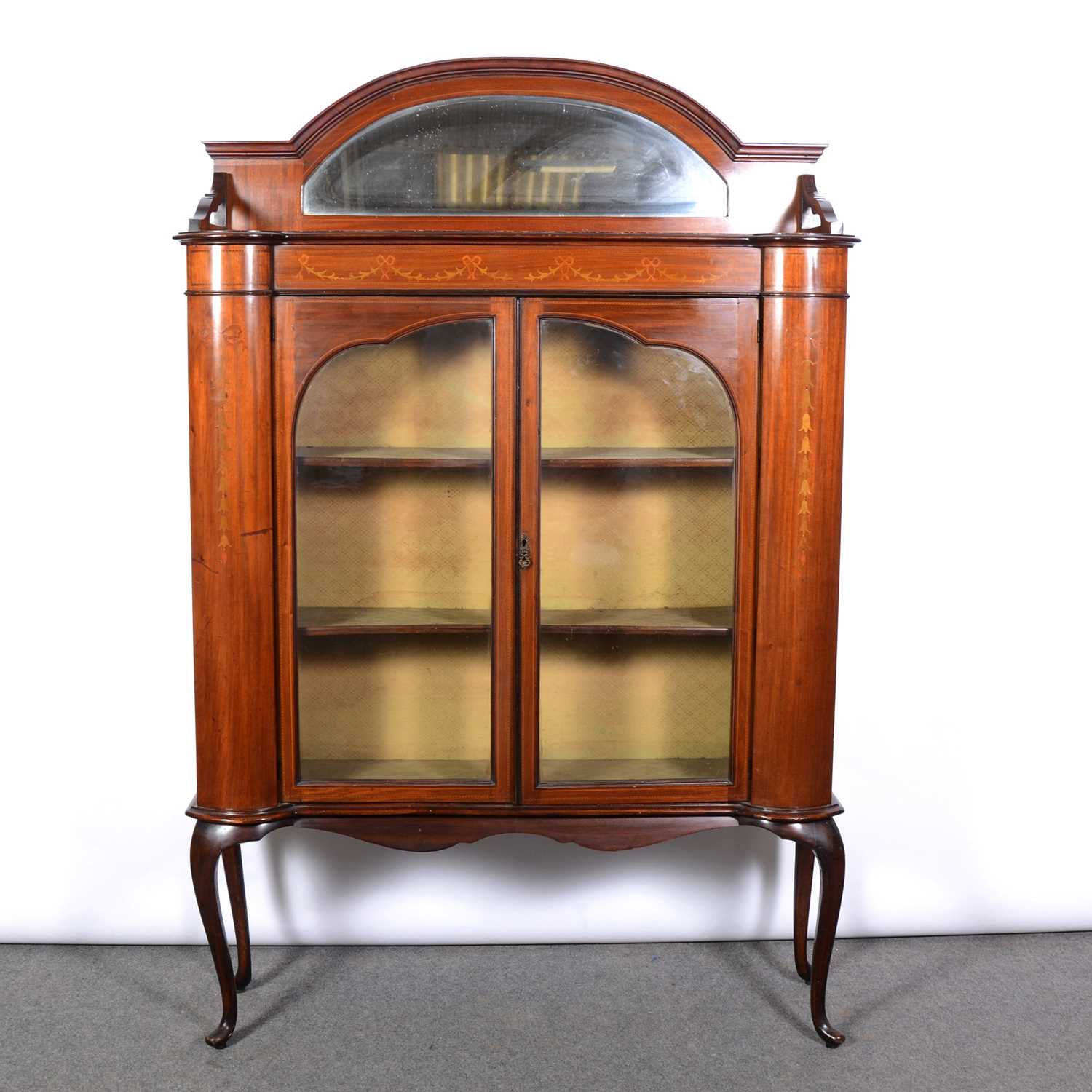 Edwardian inlaid mahogany display cabinet