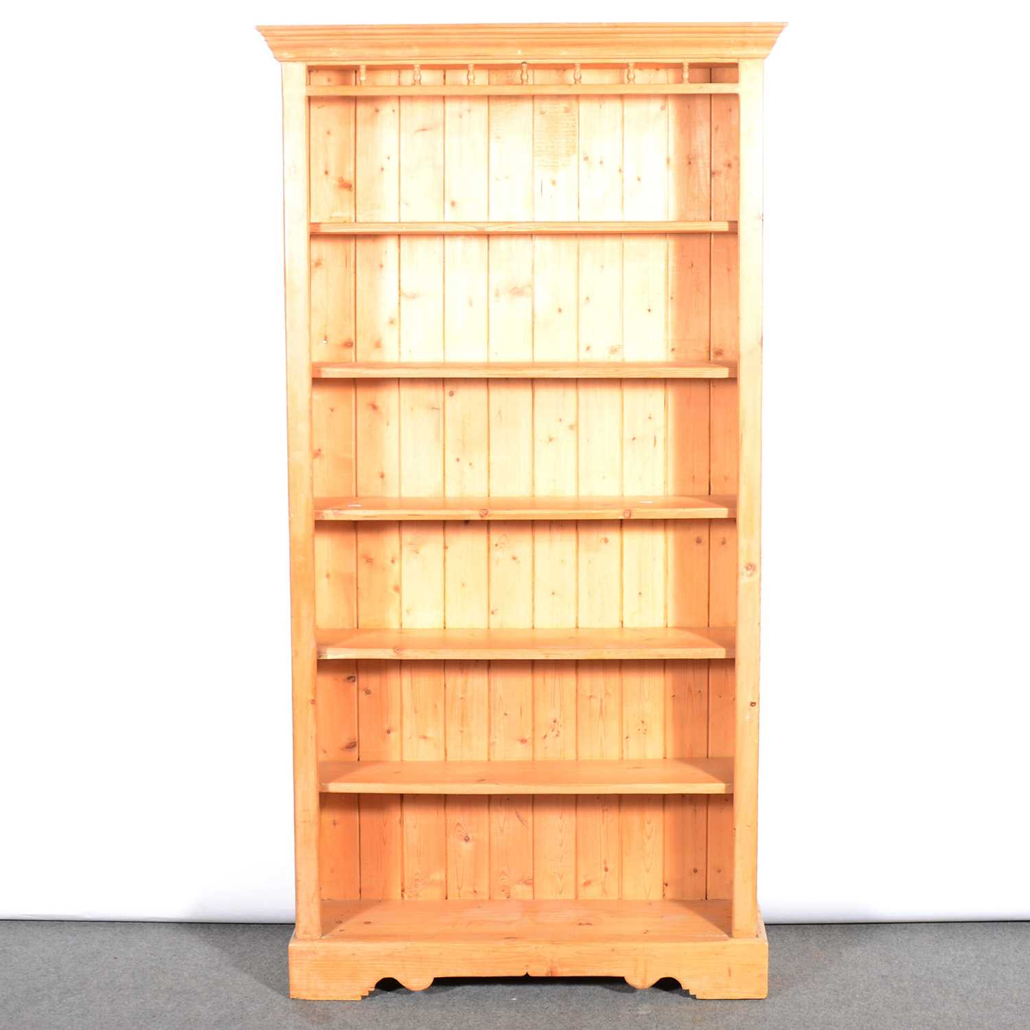 Set of modern pine open bookshelves,