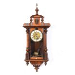Vienna style walnut cased wall clock,