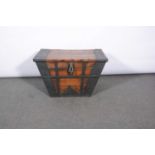 Metal-banded pine wood chest