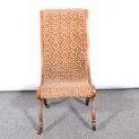 Victorian walnut nursing chair, slipper form