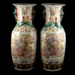 Pair of floor-standing Chinese polychrome vases, 20th Century,