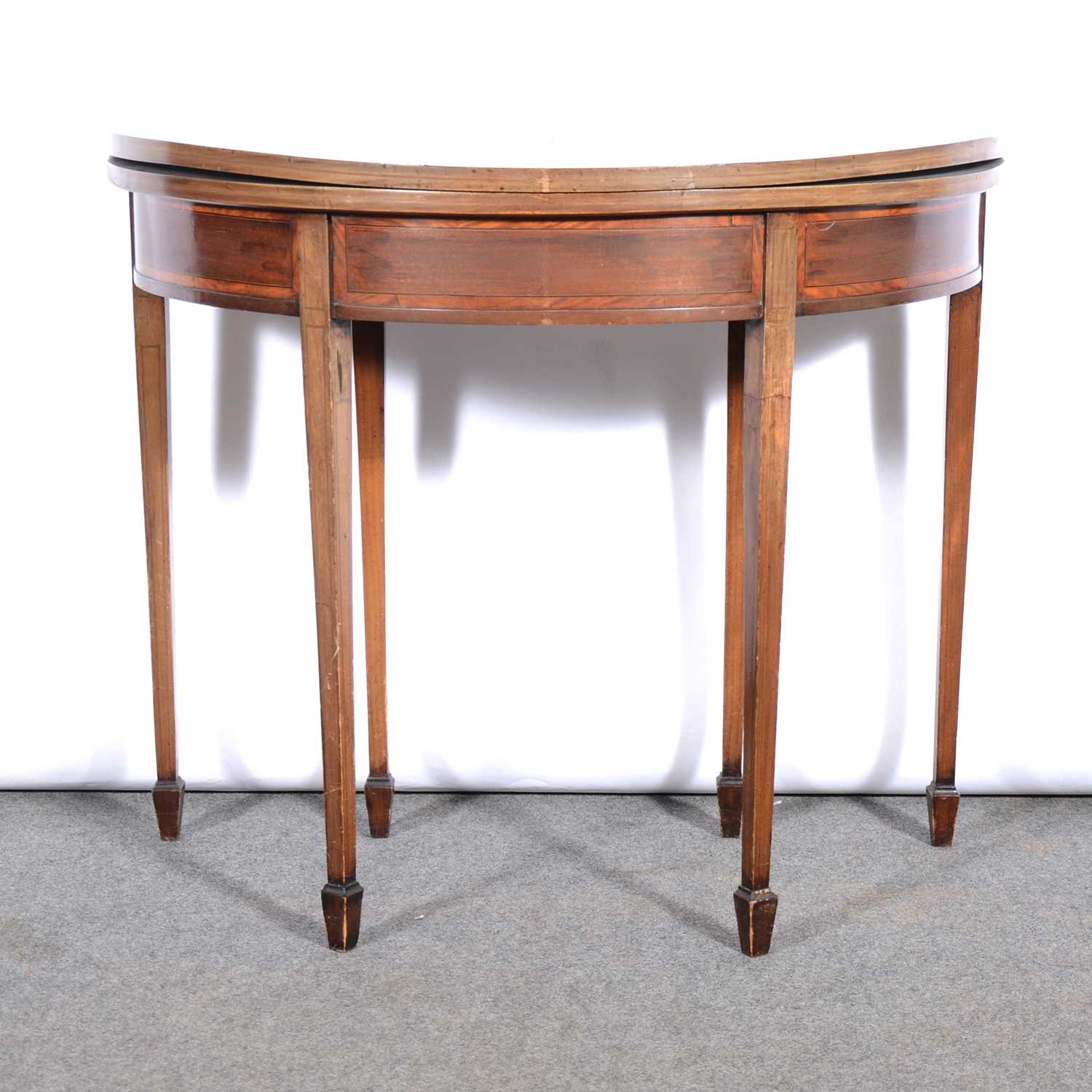 George III mahogany demi-lune card table