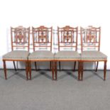 Four Edwardian inlaid walnut bedroom chairs