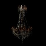 Moulded glass and brass chandelier,