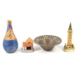 Lilliput Lane cottages and Big Ben, Poole Pottery, Wedgwood and other decorative ceramics.