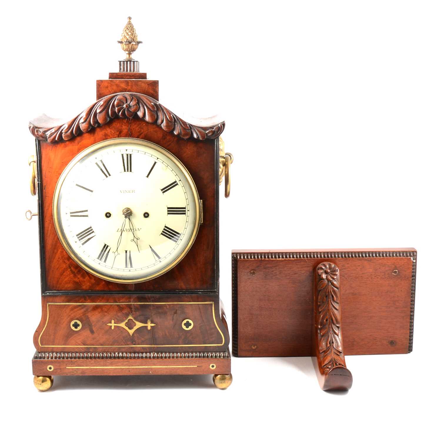 William IV mahogany bracket clock and bracket,