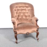Early Victorian scrolled frame easychair