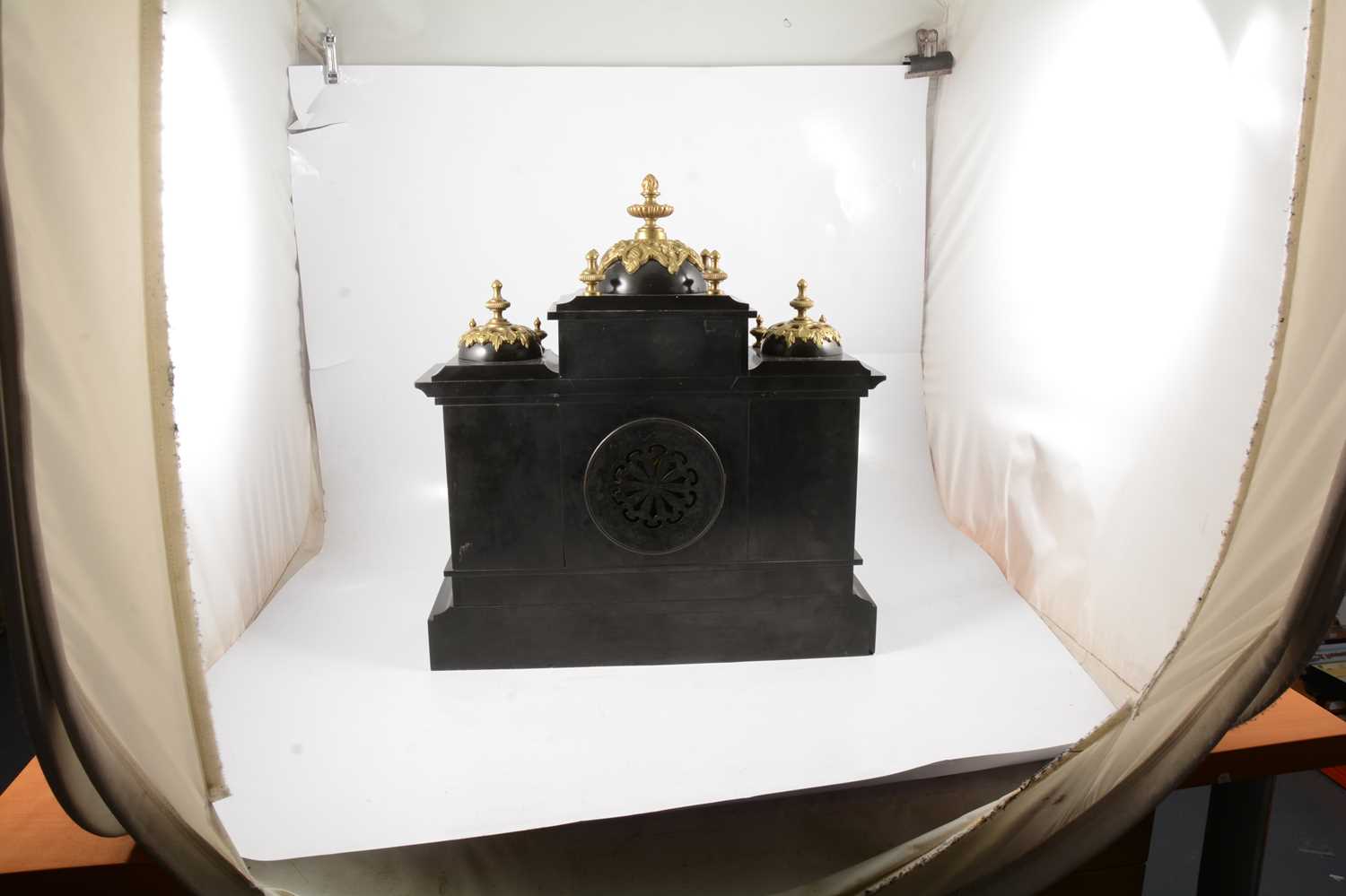 Victorian slate mantel clock, - Image 3 of 4