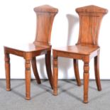 Pair of William IV mahogany hall chairs