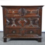 A joined oak chest of drawers