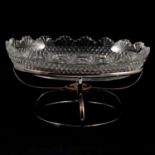 A Regency Old Sheffield Plate dish ring, with cut glass oval bowl