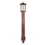 Joseph Cetti & Co, a walnut and parquetry stick barometer