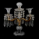 A Regency style cut-glass two-light candelabra