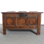 A joined oak coffer, circa 1700