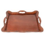 A small George III style mahogany tea tray