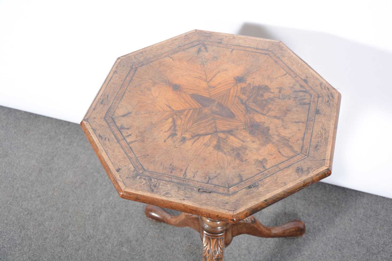 A walnut and laburnum pedestal table - Image 2 of 4