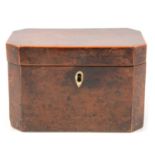 A George III yew wood tea caddy