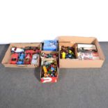 Loose playworn die-cast models and vehicles, including makers Dinky, Corgi, Spot-on