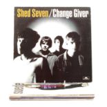 Six 1990s LP and 12" single vinyl records, including Shed Seven - Change Giver etc