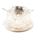 Silver and cut glass bowl and dish, Elkington & Co Ltd, Birmingham 1861.