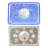 Two Islamic enamelled trays,