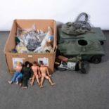 Action Man by Palitoy, one large box including four figures, etc.