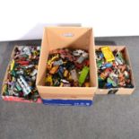 Three boxes of loose die-cast models and vehicles