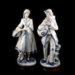 Pair of large Capodimonte figures, other 20th century Continental porcelain figures and ceramics.