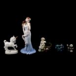 Royal Worcester and Coalport figurines, and other decorative ceramics and glasswares.