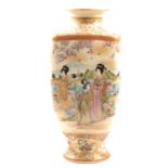 Satsuma pottery vase, decorated with women before a riverbank