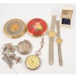 Silver pocket watch, etc.