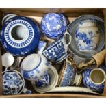 Mixed quantity of blue and white ceramics