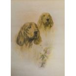After Arthur Wardle, Dogs, a pair of oleograph prints,