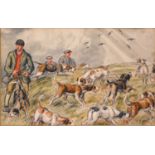 George Anderson Short, two hunting watercolours,