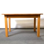 Contemporary light oak extending dining table and four chairs