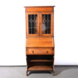 Arts and Crafts oak bureau bookcase,