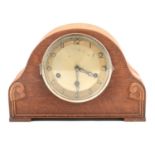 Oak mantel clock and an oak wall clock,