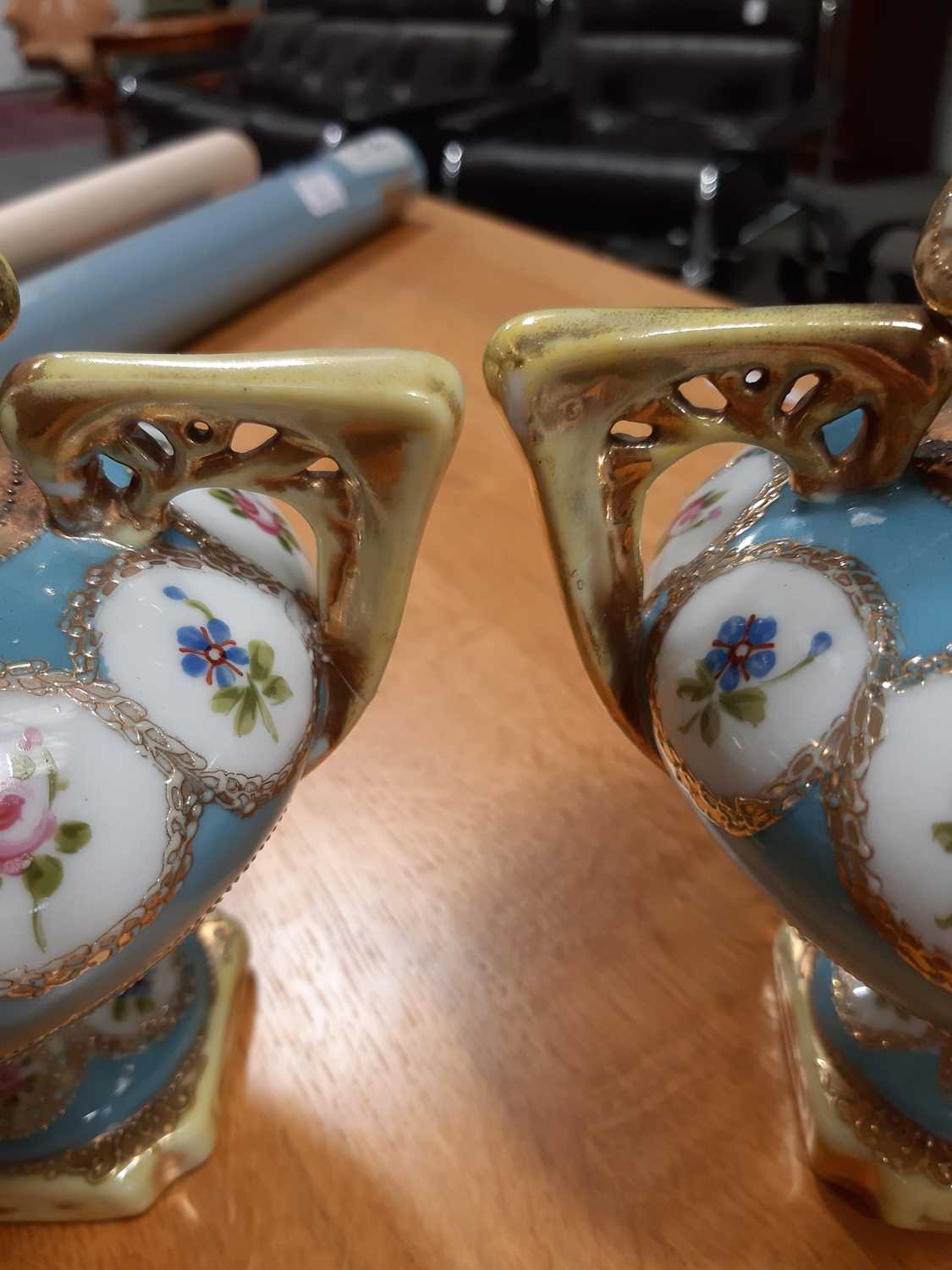 Continental centre piece, Noritake pair of vases, Royal Worcester ewer, etc - Image 11 of 15