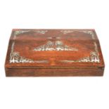 Victorian rosewood and inlaid writing box,