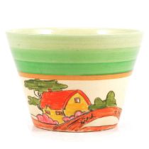 Clarice Cliff, 'Orange Roof Cottage' a tapering fern vase.