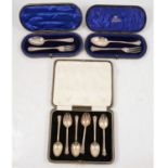 Set of six silver teaspoons, James Deakin & Son, Sheffield, 1915, and two other sets of silver flatw