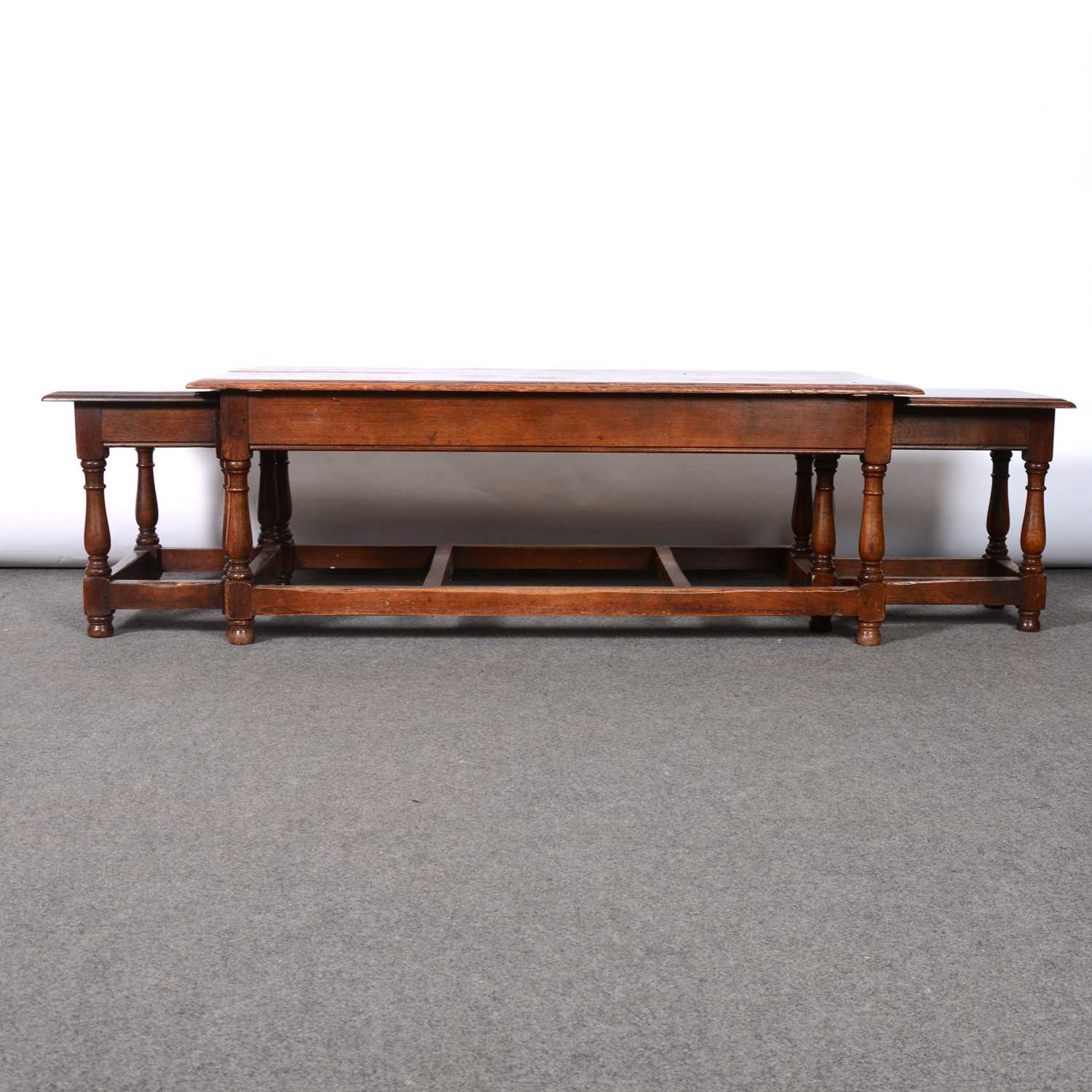 A joined oak coffee table,