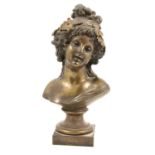 After Clodion, a patinated bronze bust of a maiden