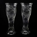Pair of German Goebel crystal rose vases.