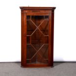 George III style mahogany hanging corner cabinet,
